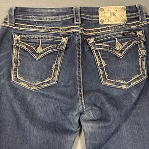 JEANS Miss Me WOMENS 30 Dark Embellished Mid Rise Skinny THICK STITCH